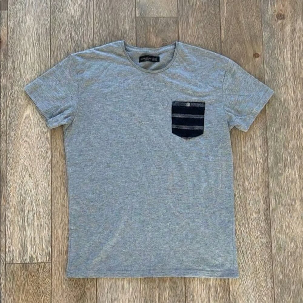 Premium Collection Gray Pocket Tee Soft Knit Short Sleeve Everyday T-Shirt Men M